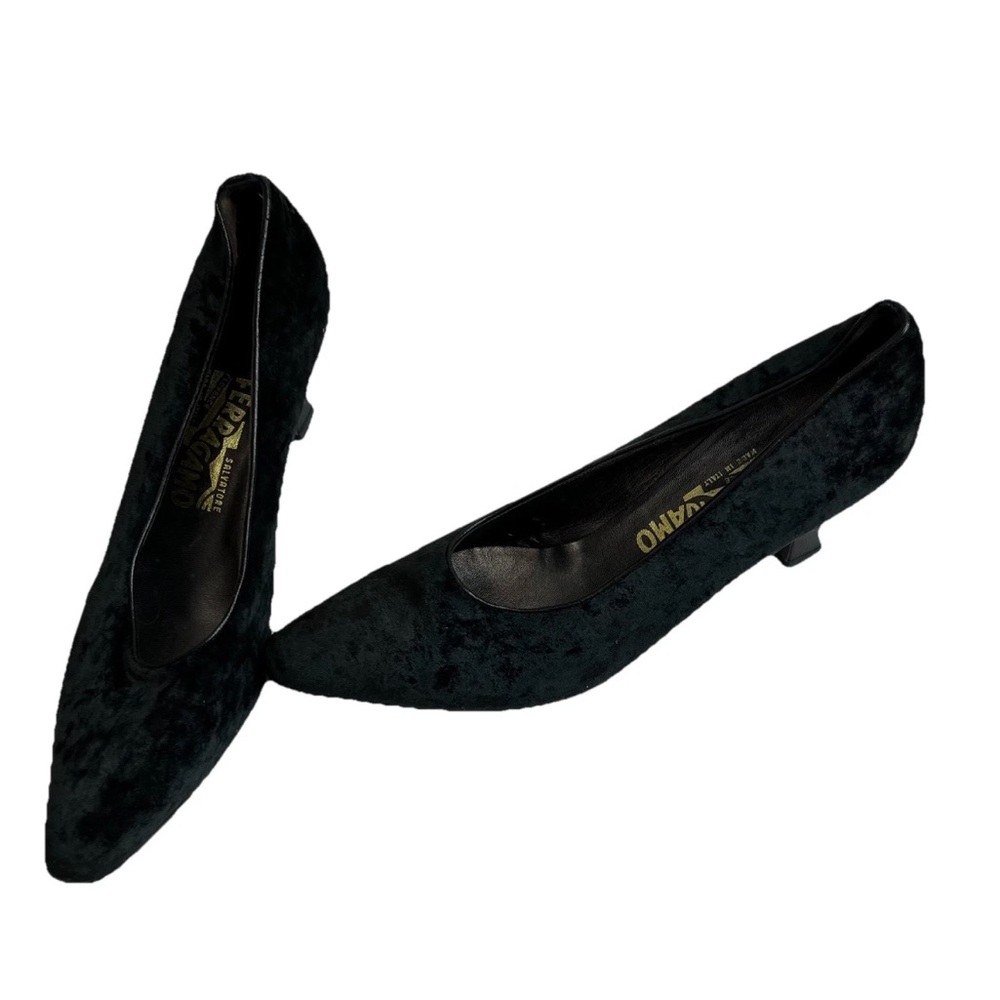 Vintage Salvatore Ferragamo Heels Velvet Evening Pumps